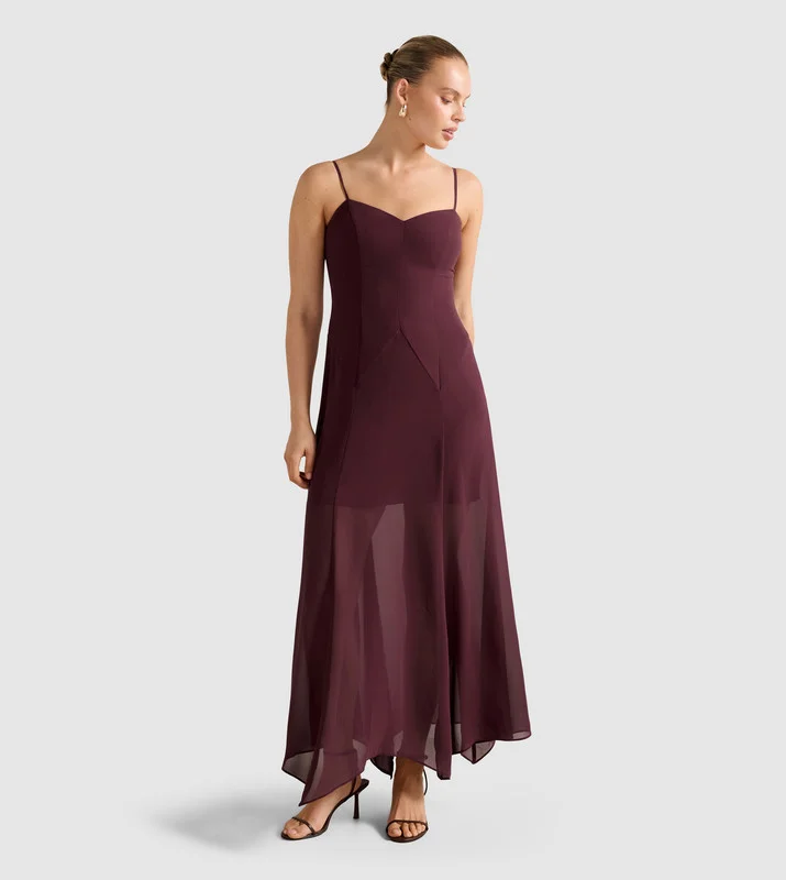 HONEY Sheer Cape Maxi Dress